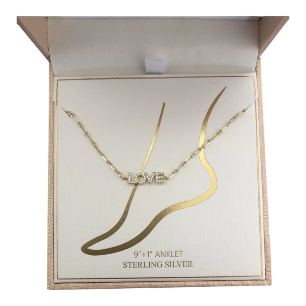 RACHEL ZOE “LOVE” Anklet Gold Plated Sterling Silver 925